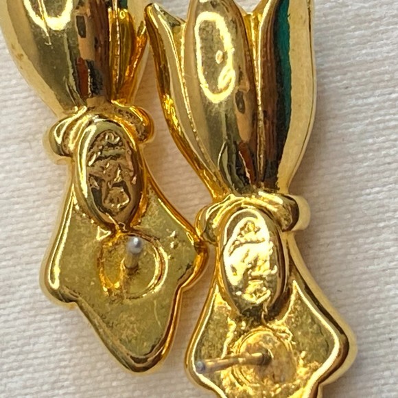 Three In One Earrings Gold Tone Tops With Detachable Faux Pearl Studs - Picture 13 of 14